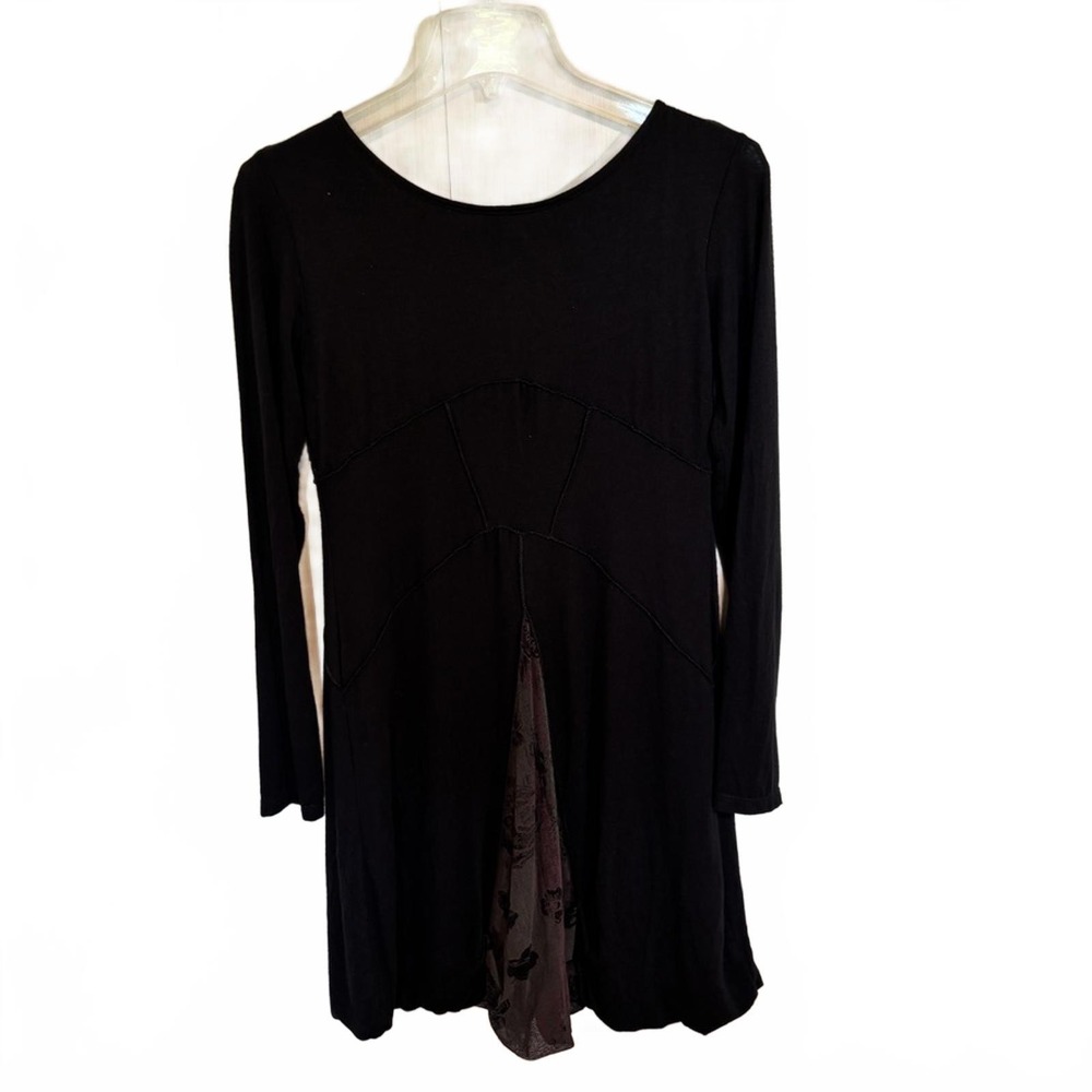 INIZIO Made in Italy Black Lace & Velvet Panel Dress – Long Sleeve, M‎